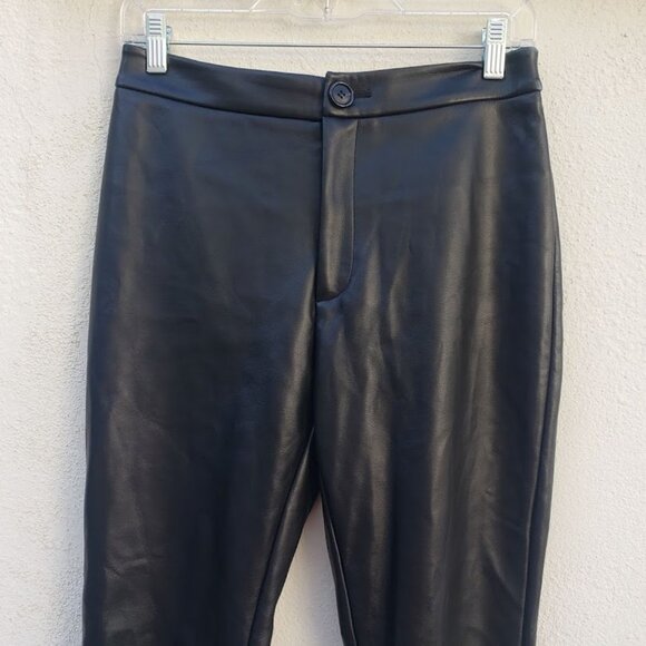 5/$100 SALE - J. Ing Faux Leather Sleek Black Biker Pants - Picture 4 of 6